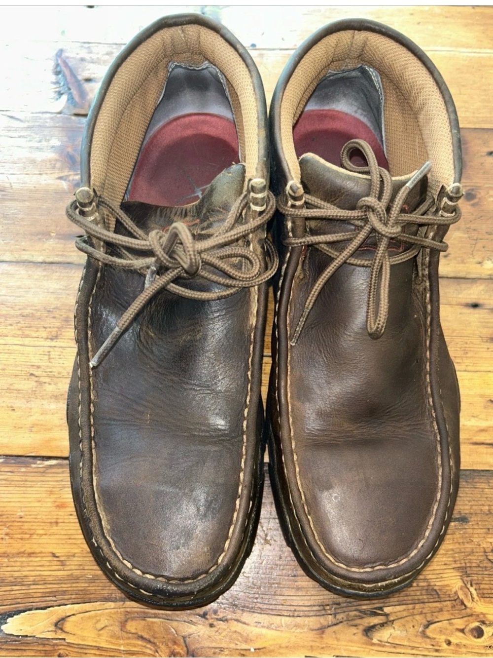 TWISTED X Mens Steel Toe Chukka Driving Moc Brown Leather Work Shoes-  9W Wide